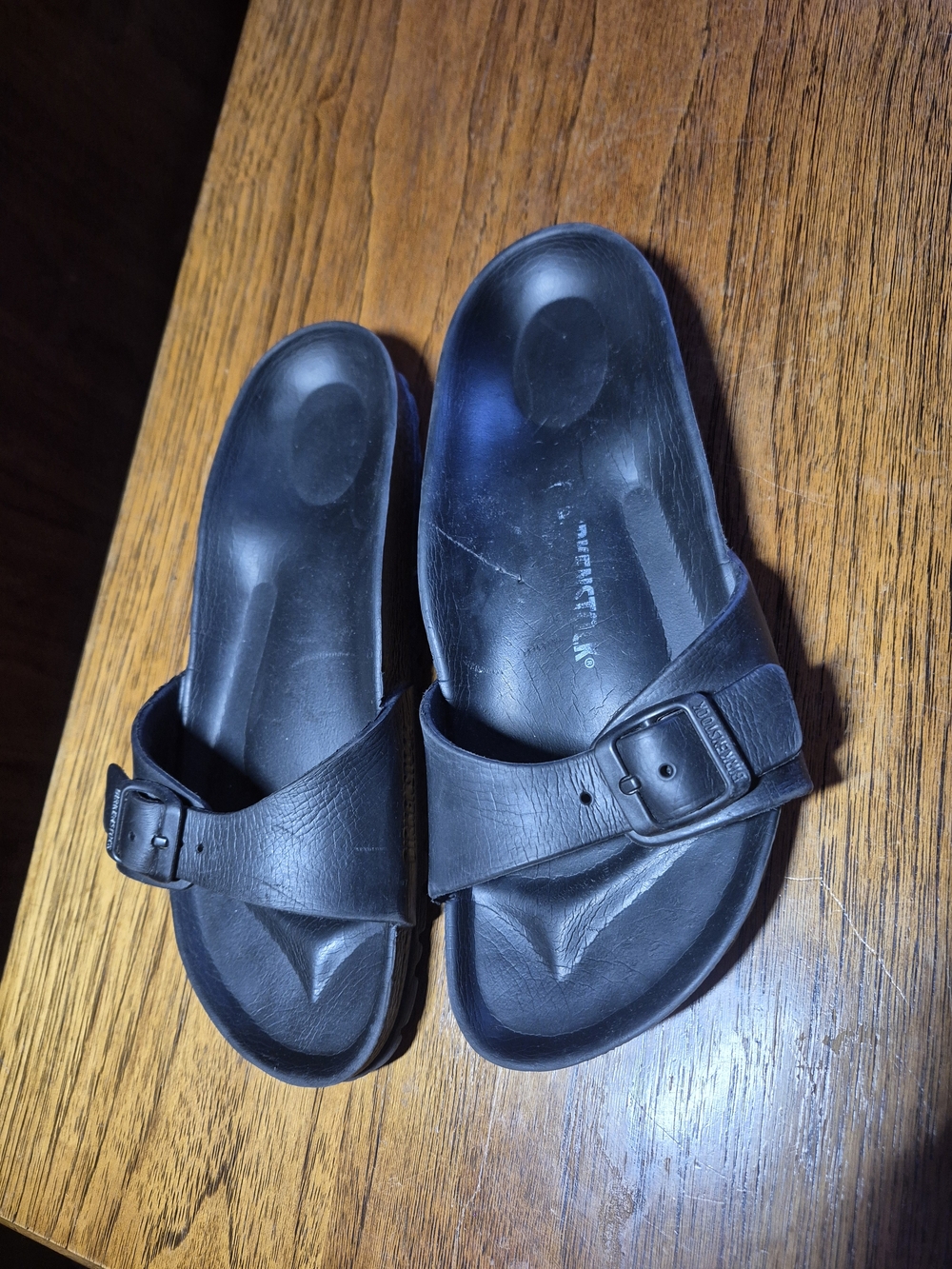 Birkenstock Black Single-Strap Slide Sandals with Buckle - Picture 2 of 4